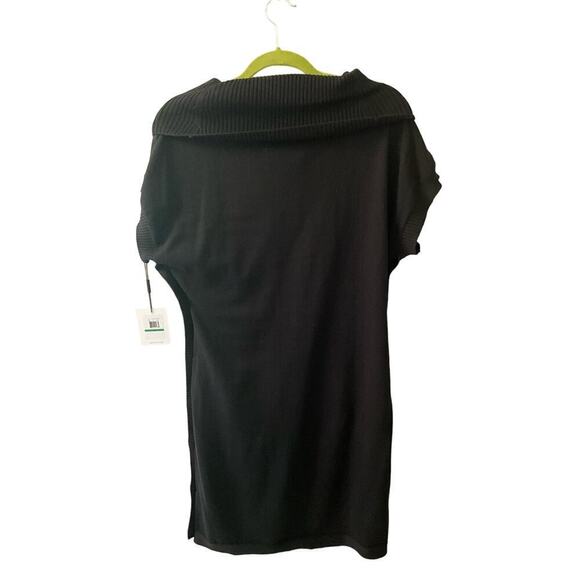 Calvin Klein Sweater Dress Womens Large Black 100% Acrylic Knit Loose Turtleneck - Picture 2 of 7
